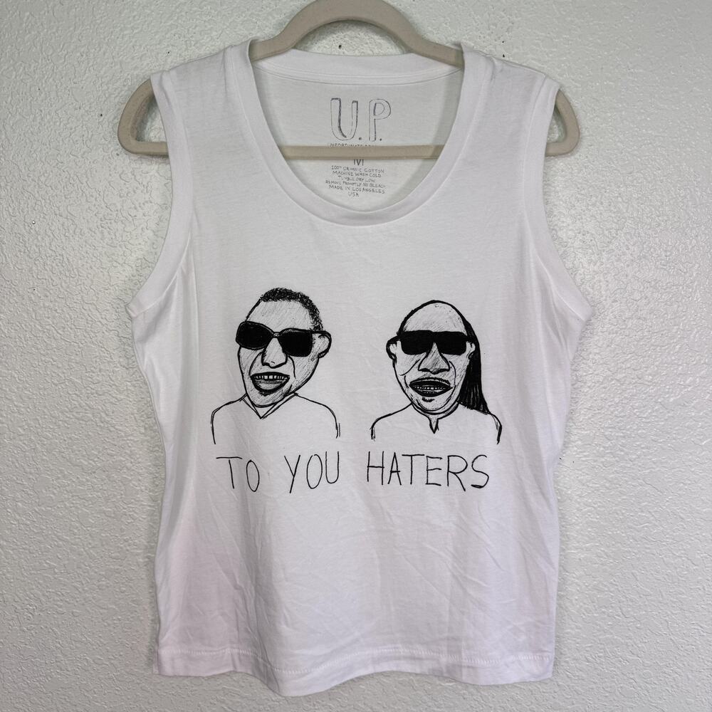 Unfortunate Portrait Tank Top Women Medium Blind To You Haters Graphic Tee Art